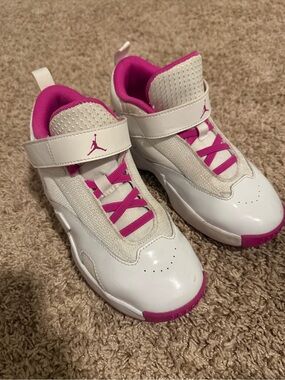 Jordan Kids White and Pink Mid-Top Sneakers